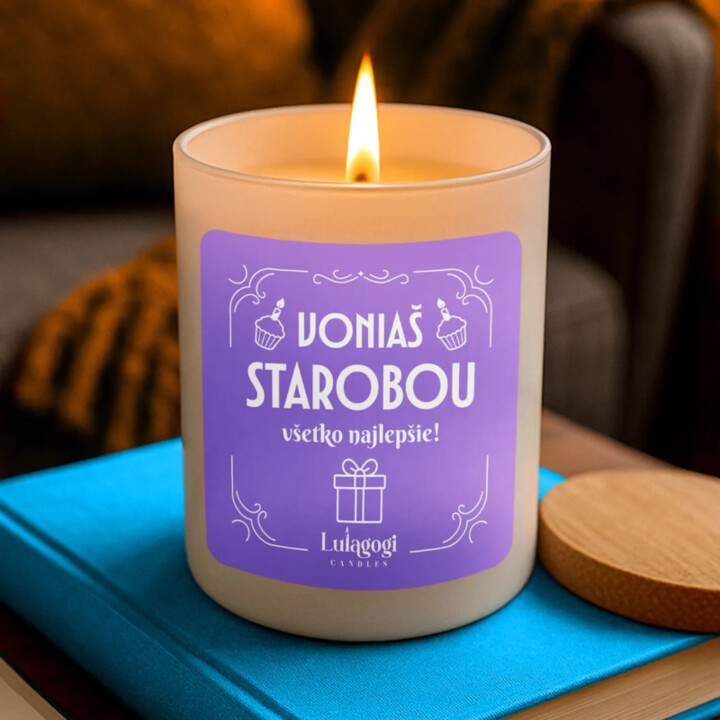 Voniaš starobou – všetko najlepšie! - vonná sviečka ako darček