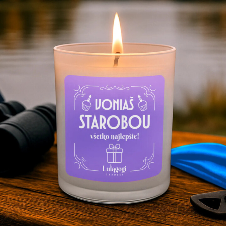 Voniaš starobou – všetko najlepšie! - vonná sviečka ako darček