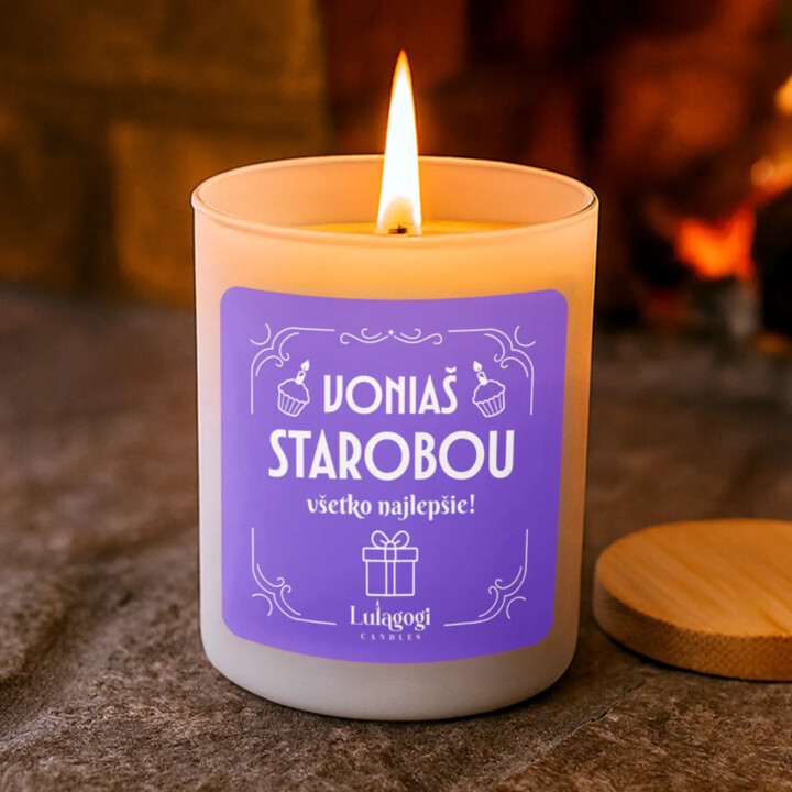 Voniaš starobou – všetko najlepšie! - vonná sviečka ako darček