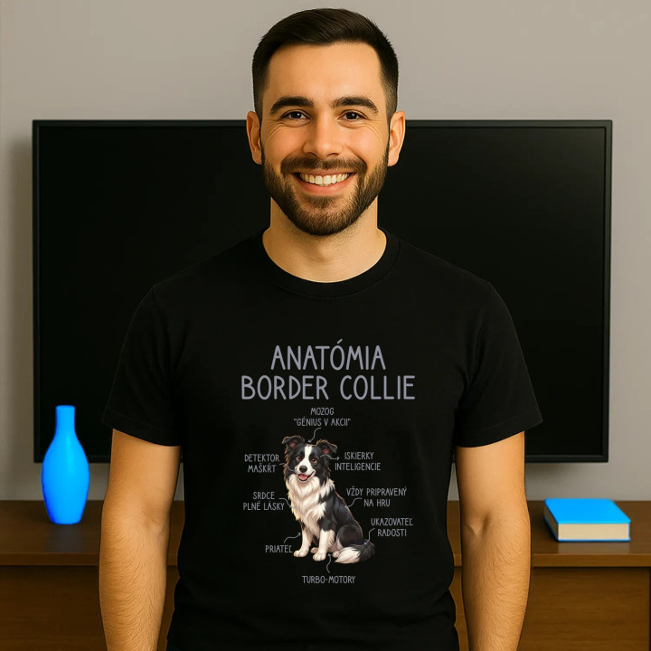 Anatómia border collie - pánske tričko s potlačou