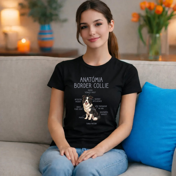 Anatómia border collie - dámske tričko s potlačou