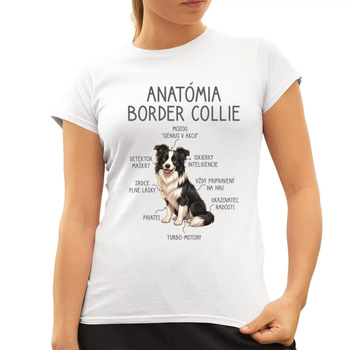 Anatómia border collie - dámske tričko s potlačou