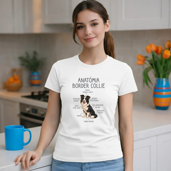 Anatómia border collie - dámske tričko s potlačou