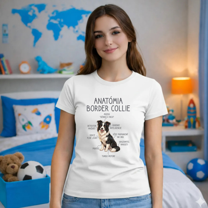 Anatómia border collie - dámske tričko s potlačou
