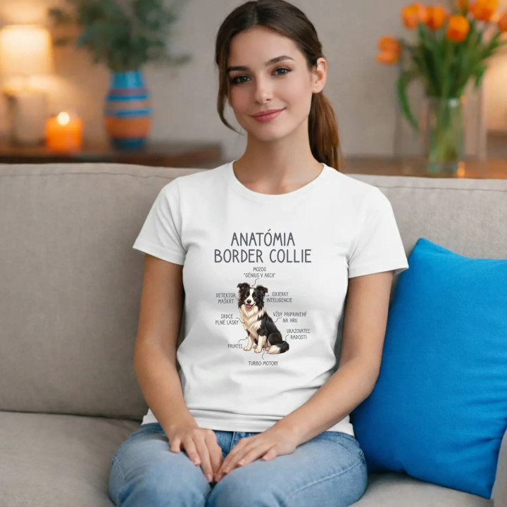 Anatómia border collie - dámske tričko s potlačou