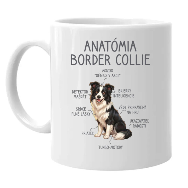 Anatómia border collie - keramický hrnček s potlačou