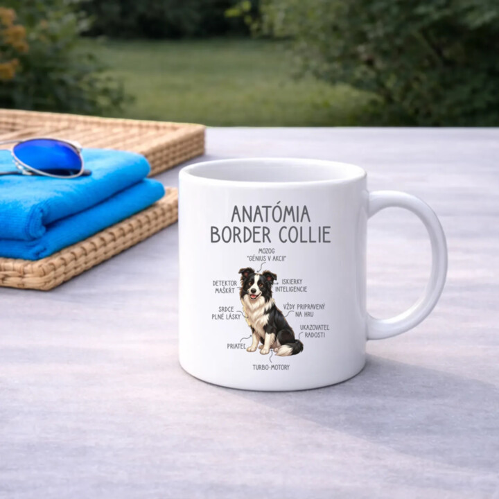 Anatómia border collie - keramický hrnček s potlačou