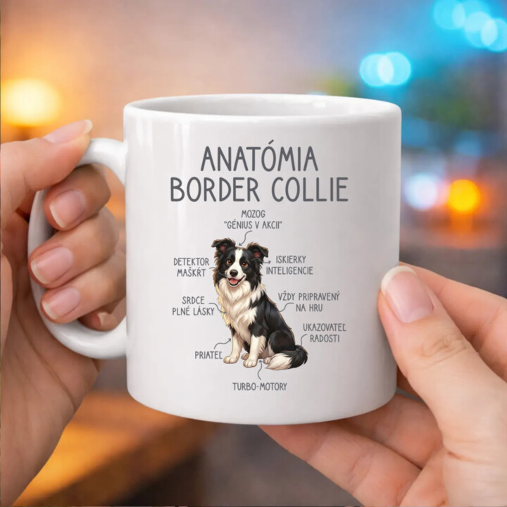 Anatómia border collie - keramický hrnček s potlačou