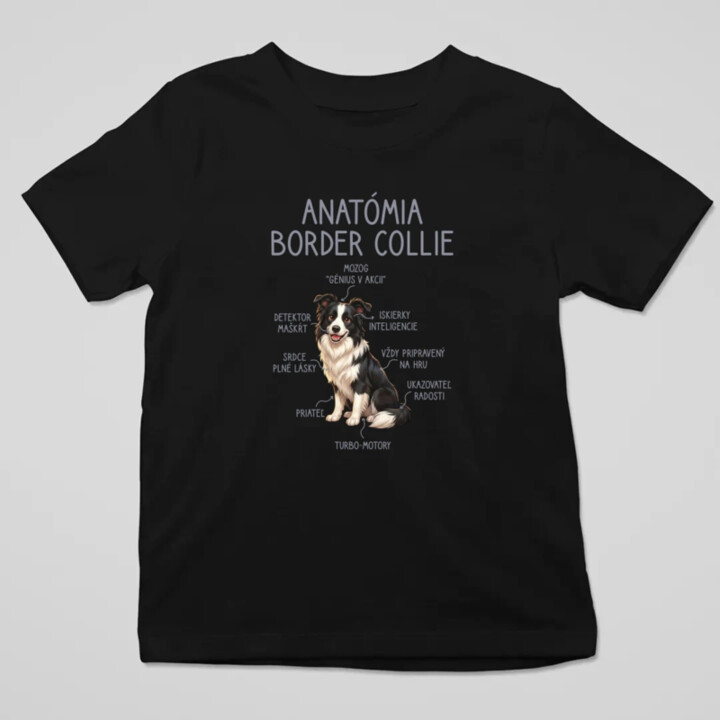 Anatómia border collie - detské tričko s potlačou