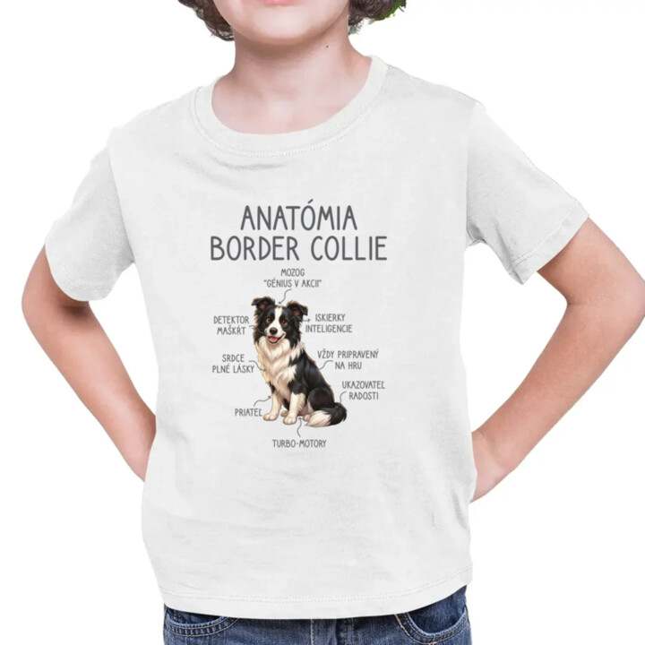 Anatómia border collie - detské tričko s potlačou