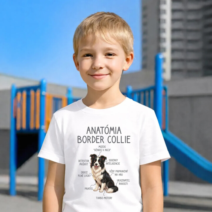 Anatómia border collie - detské tričko s potlačou