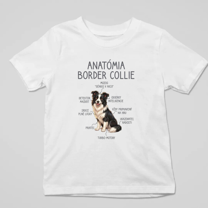 Anatómia border collie - detské tričko s potlačou
