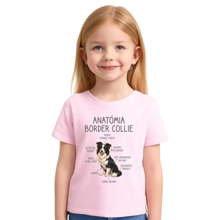 Anatómia border collie - detské tričko s potlačou