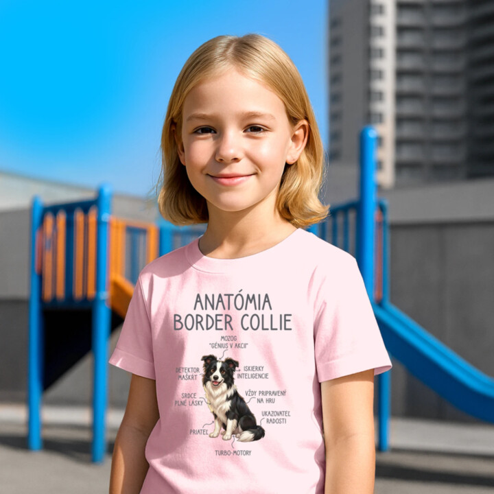 Anatómia border collie - detské tričko s potlačou