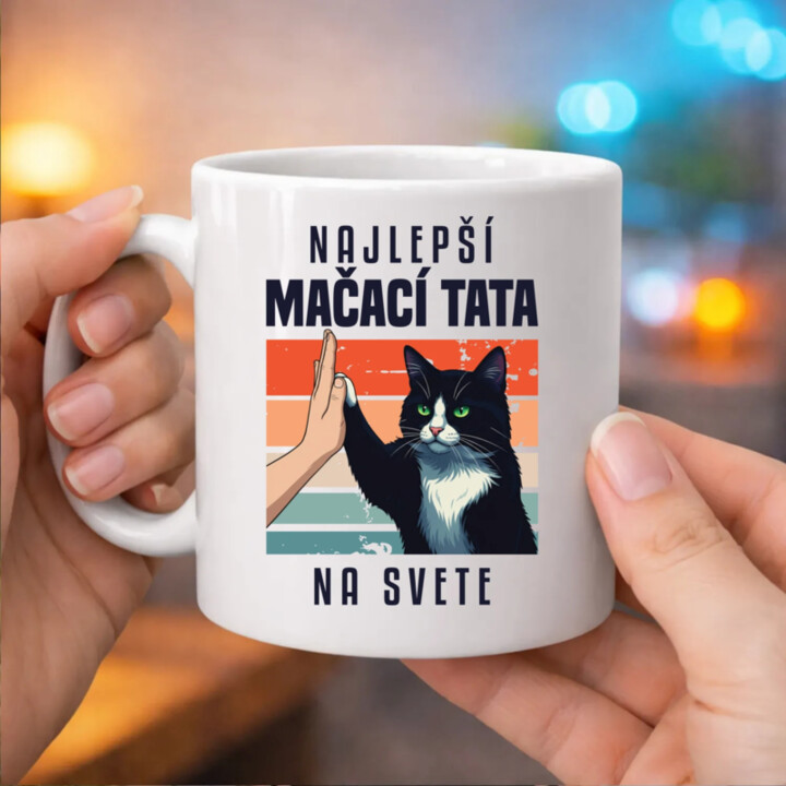 Najlepší mačací tata na svete - keramický hrnček s potlačou