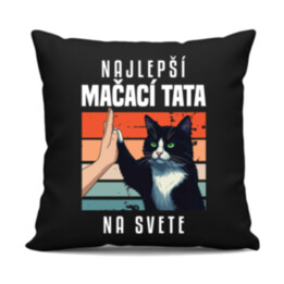 Najlepší mačací tata na svete - čierny vankúš s potlačou