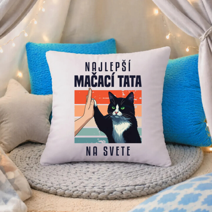 Najlepší mačací tata na svete - vankúš s potlačou
