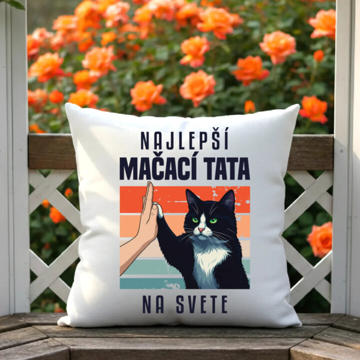 Najlepší mačací tata na svete - vankúš s potlačou