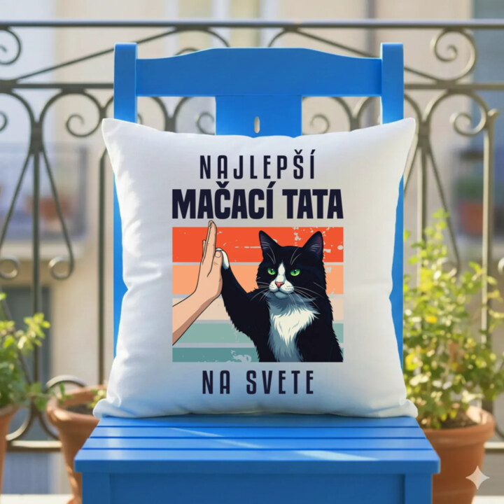Najlepší mačací tata na svete - vankúš s potlačou