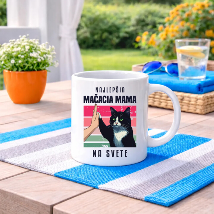 Najlepšia mačacia mama na svete - keramický hrnček s potlačou