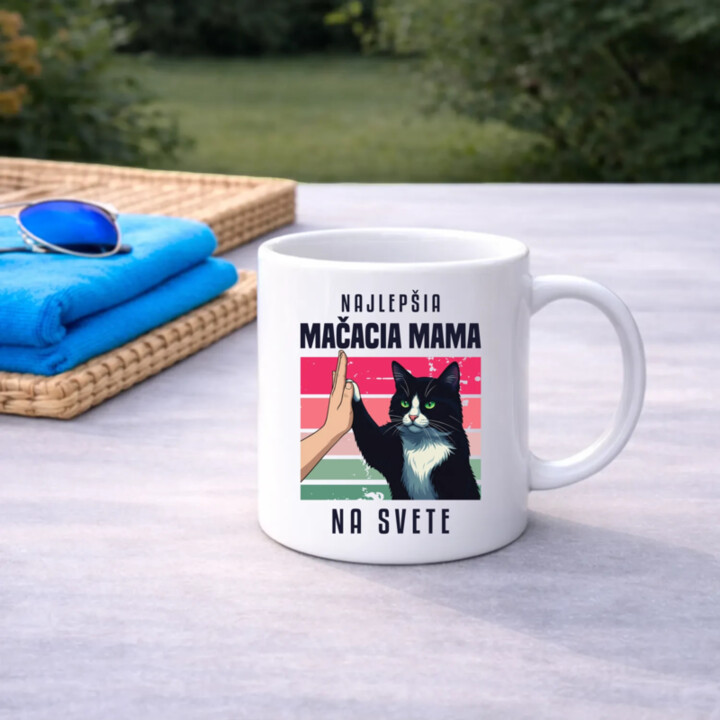 Najlepšia mačacia mama na svete - keramický hrnček s potlačou