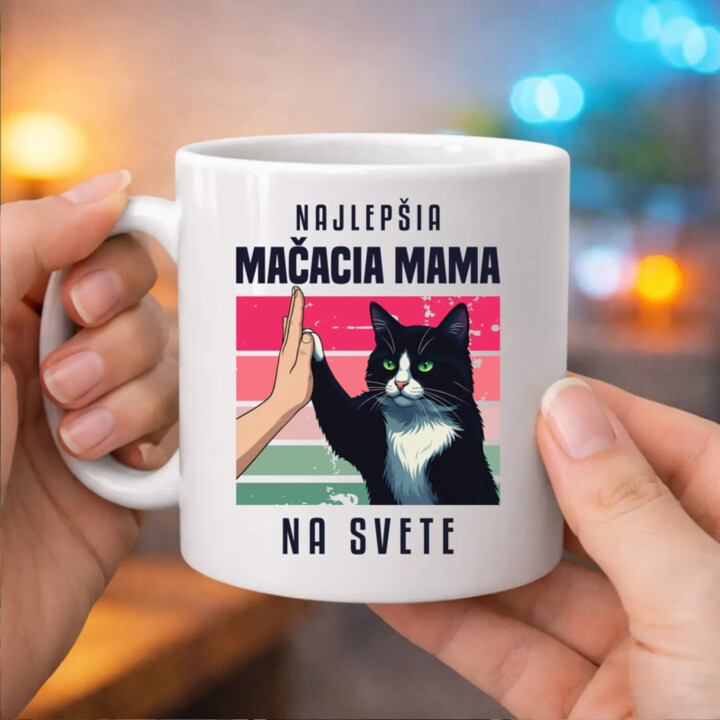 Najlepšia mačacia mama na svete - keramický hrnček s potlačou