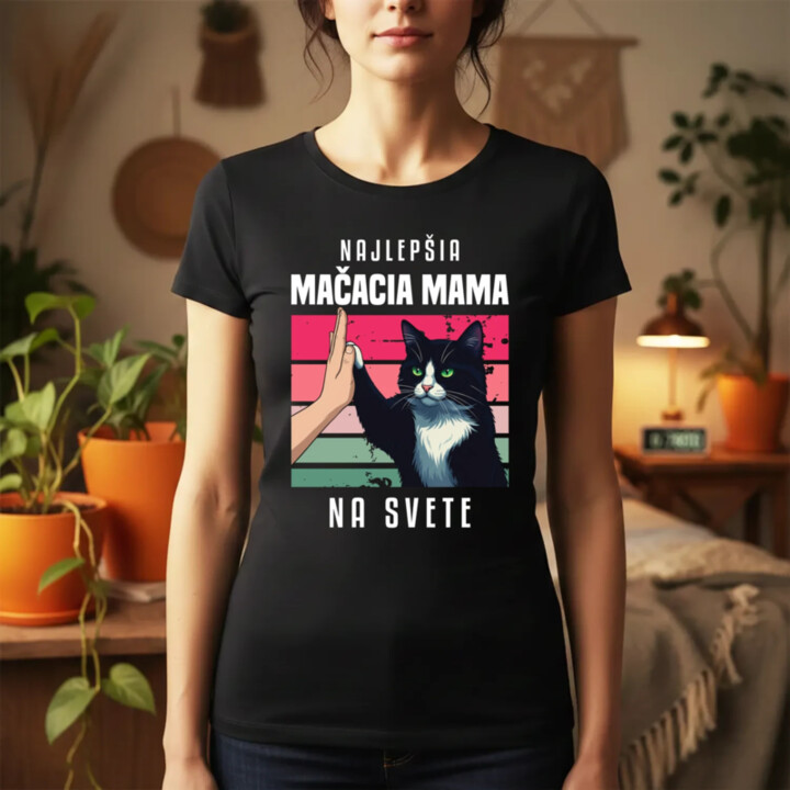 Najlepšia mačacia mama na svete - dámske tričko s potlačou