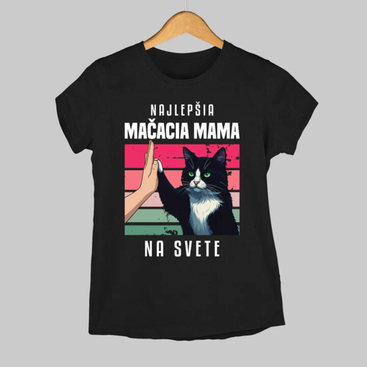 Najlepšia mačacia mama na svete - dámske tričko s potlačou