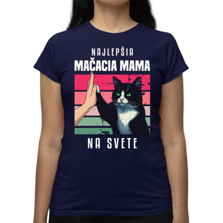 Najlepšia mačacia mama na svete - dámske tričko s potlačou