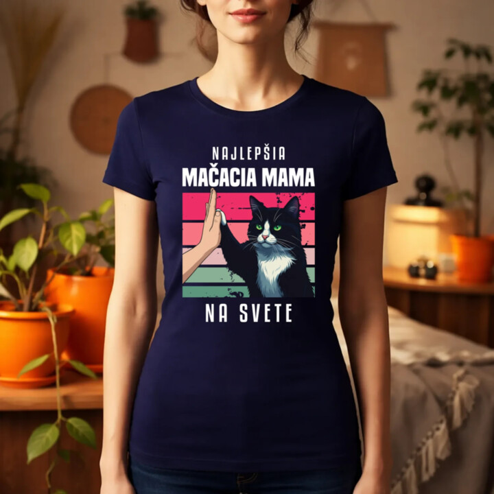 Najlepšia mačacia mama na svete - dámske tričko s potlačou
