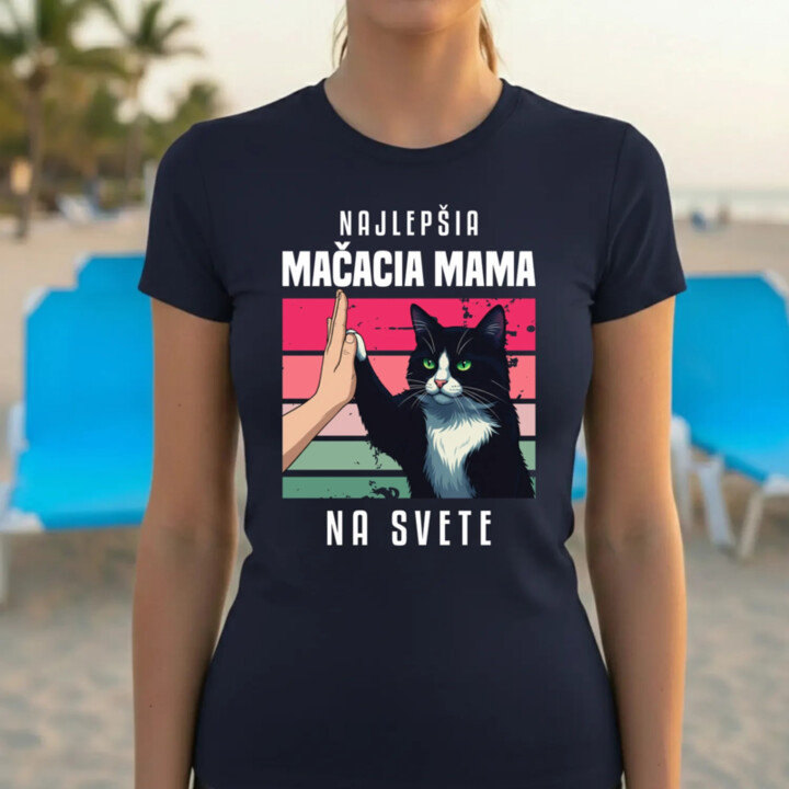 Najlepšia mačacia mama na svete - dámske tričko s potlačou