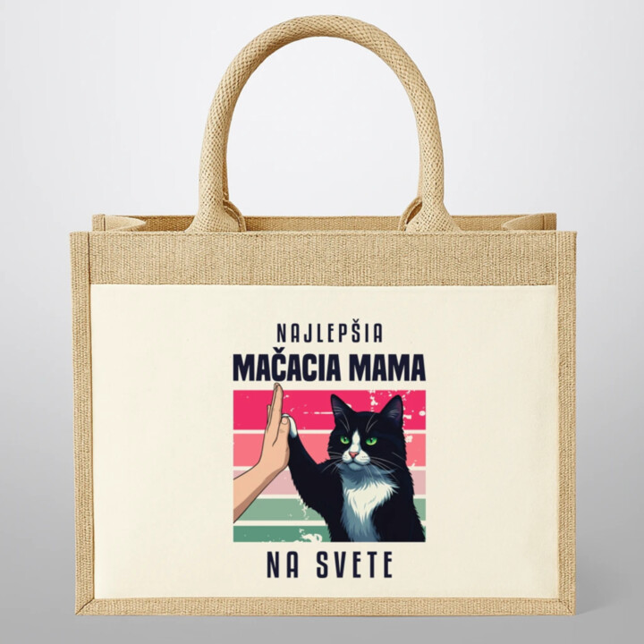 Najlepšia mačacia mama na svete - Jutová taška s potlačou