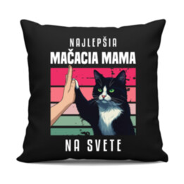 Najlepšia mačacia mama na svete - čierny vankúš s potlačou