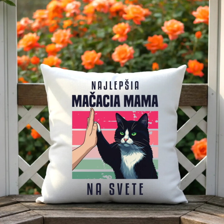 Najlepšia mačacia mama na svete - vankúš s potlačou