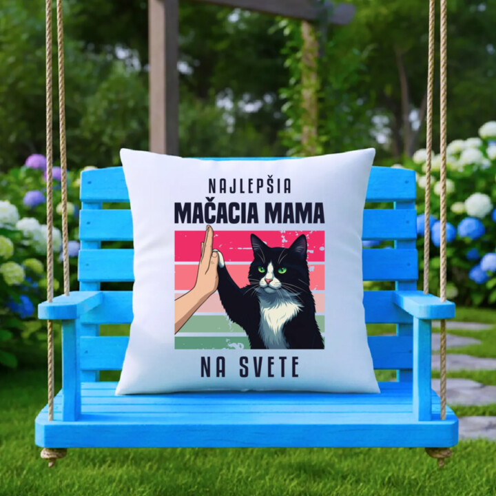 Najlepšia mačacia mama na svete - vankúš s potlačou