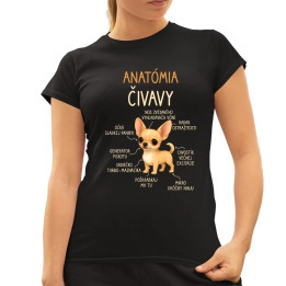 Anatómia čivavy - dámske tričko s potlačou