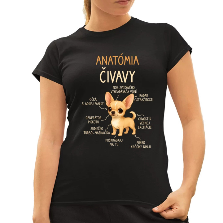 Anatómia čivavy - dámske tričko s potlačou