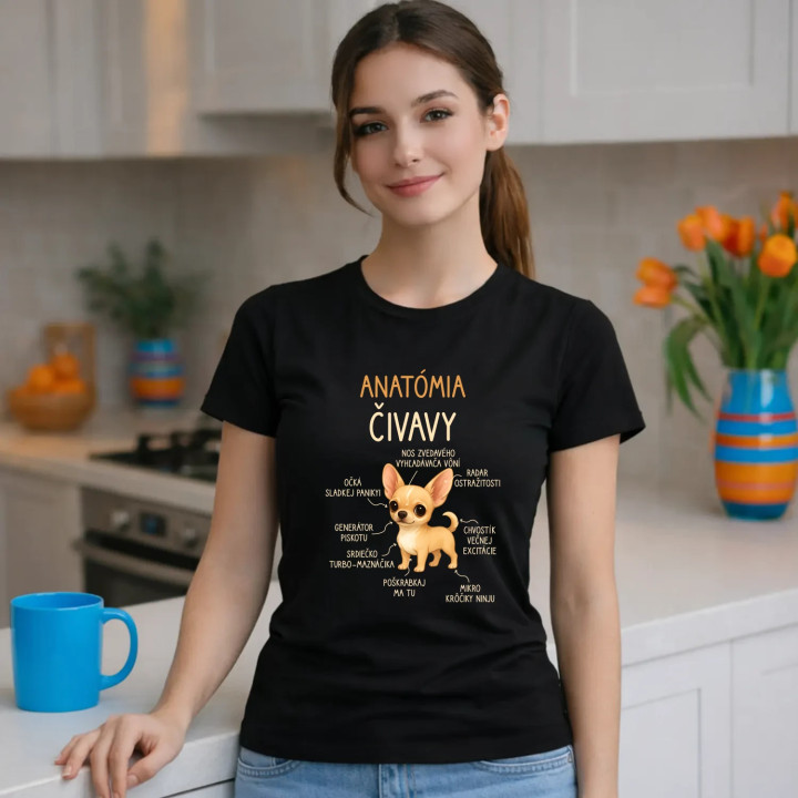 Anatómia čivavy - dámske tričko s potlačou