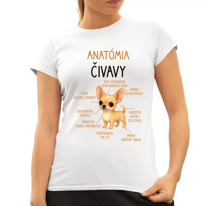 Anatómia čivavy - dámske tričko s potlačou