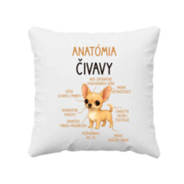 Anatómia čivavy - vankúš s potlačou