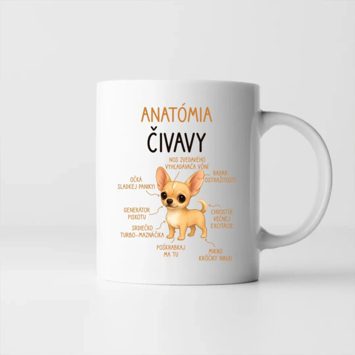 Anatómia čivavy - keramický hrnček s potlačou
