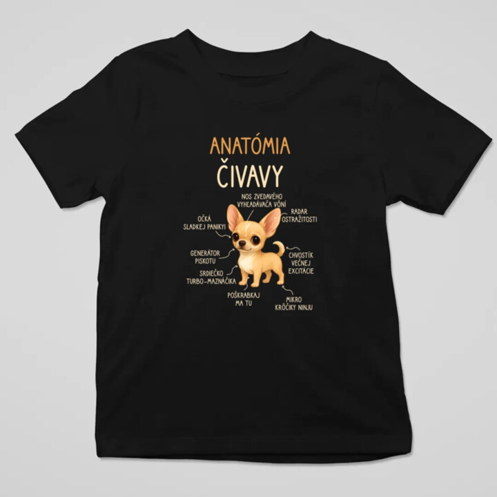 Anatómia čivavy - detské tričko s potlačou