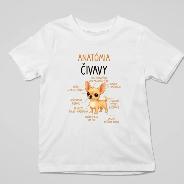 Anatómia čivavy - detské tričko s potlačou