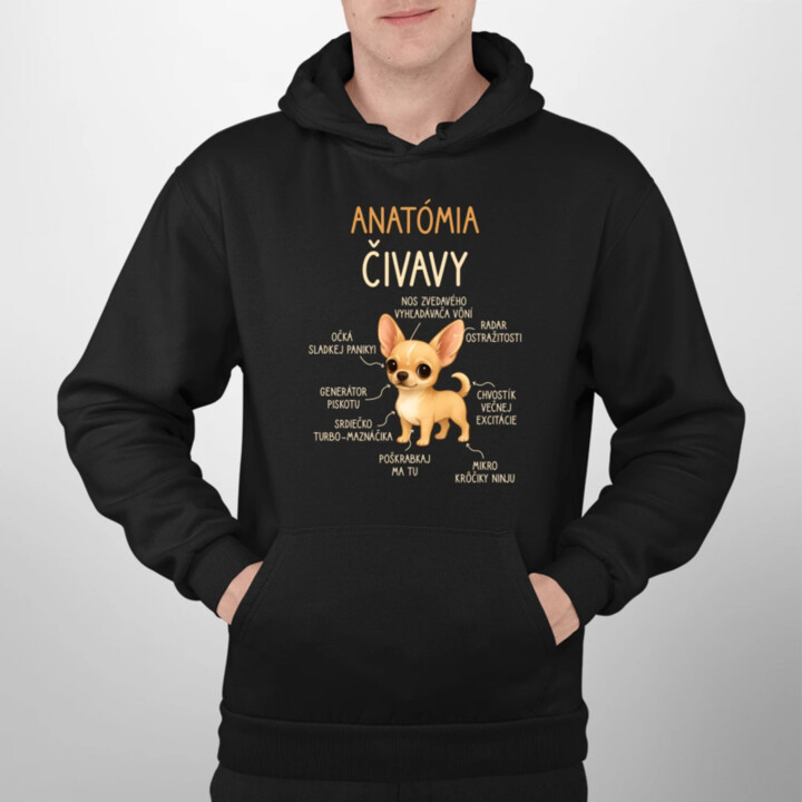 Anatómia čivavy  - pánska mikina s potlačou