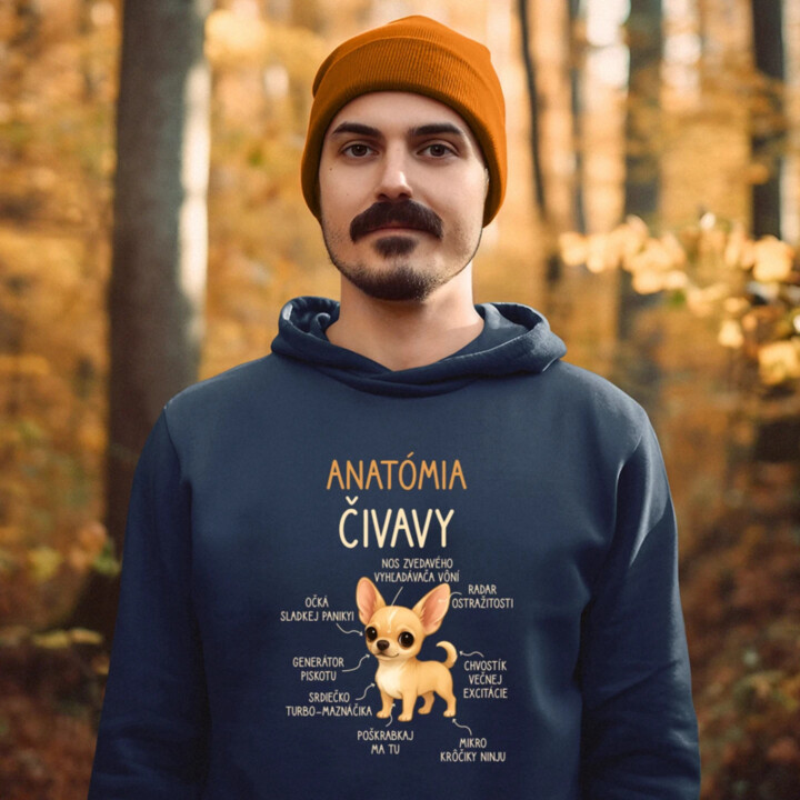 Anatómia čivavy  - pánska mikina s potlačou