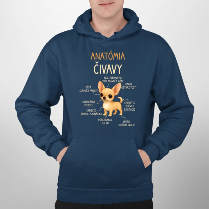 Anatómia čivavy  - pánska mikina s potlačou