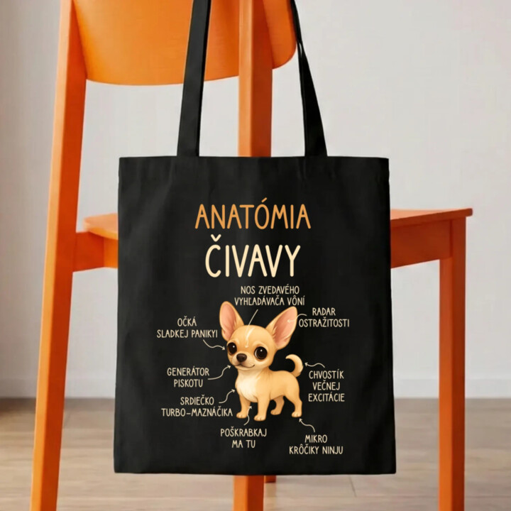 Anatómia čivavy - taška s potlačou