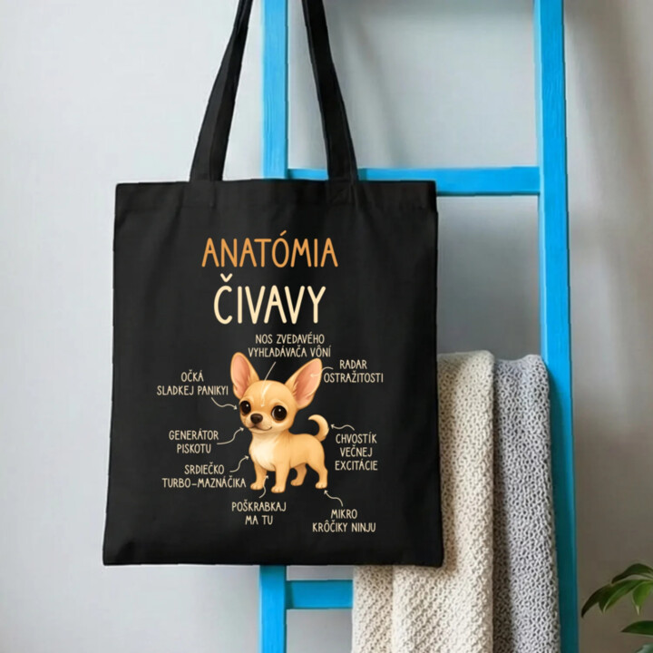 Anatómia čivavy - taška s potlačou