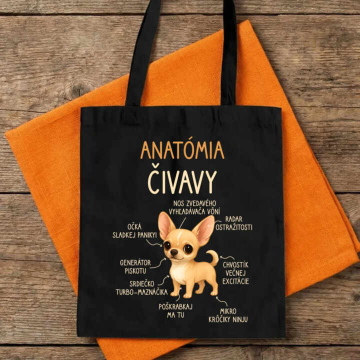 Anatómia čivavy - taška s potlačou
