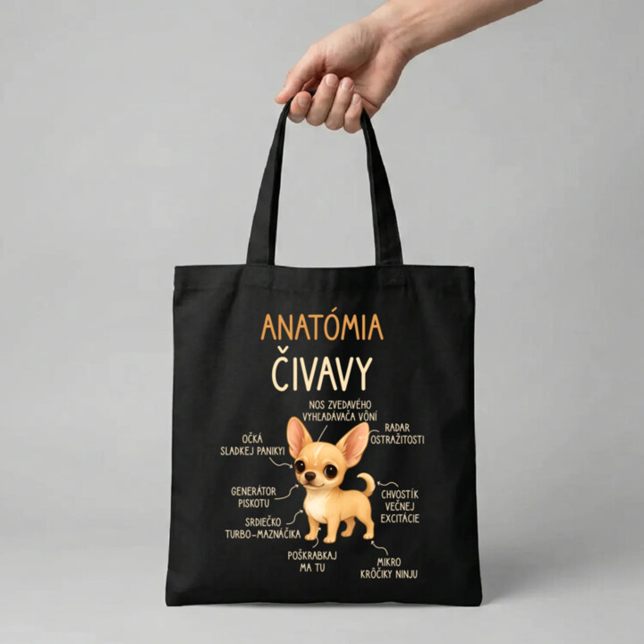 Anatómia čivavy - taška s potlačou